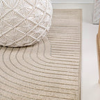 JONATHAN Y Hallie High-Low Curve Beige/Cream 8x10 Indoor/Outdoor Area Rug, Minimalist Geometric, Pet Friendly, for Patio, Backyard, Living Room, Bedroom, Office, Hose-Washable (SCN100D-8)