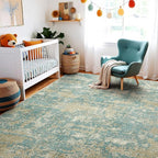 WITSHOCK Living Room Area Rugs 10x12：Modern Abstract Machine Washable Large Rug for Bedroom Dining Room Non-Slip Stain Resistant Home Office Decor,Teal Brown