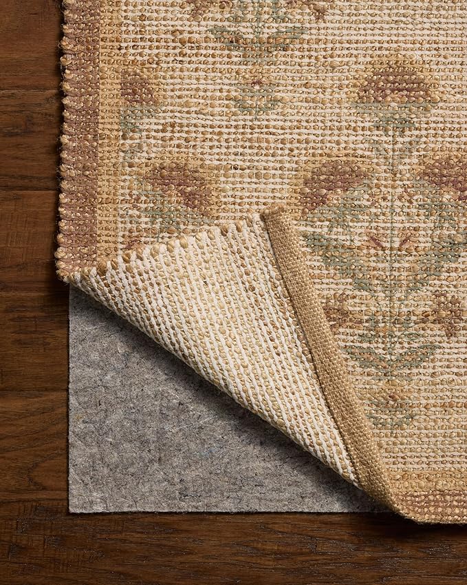 Loloi Chris Loves Julia Rue Collection RUE-01 Wheat/Sage 8'-6" x 11'-6" Area Rug Jute Neutral Floral Living Room Bedroom Rug