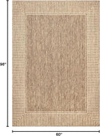 Nuloom Asha Light Brown/Ivory, 5' x 8', Casual, Striped Border, Soft and Cozy, High Traffic, Stain Resistant, Easy Clean, Durable Area Rug for Indoor/Outdoor Patio, Deck, Porch, Garden, Courtyard