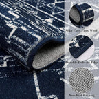 Wonnitar Moroccan Kitchen Runner Rugs, Non-Skid Washable Runner Rug 2x6, Bohemian Non-Shedding Soft Blue Hallway Runner, Geometric Low Pile Carpet Runner for Laundry Bath Entrance (Blue,2'x6')