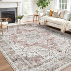 LUMI Washable Area Rug 5x8 for Living Room, Ultra Soft Stain Resistant Carpet with Non Slip Rubber Backing, Non-Shedding Low Pile Rugs for Bedroom, Dining Room, Indoor, Office