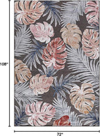 CAMILSON Indoor Outdoor Rug, Brown 6’x9’ Leaf Tropical Botanical Area Rugs for Indoor and Outdoor patios, Easy-Cleaning Non-Shedding Living Room, Garden and Kitchen Washable Outside Carpet (6x9)