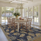 GENIMO 8x10 Area Rugs for Living Room, Machine Washable Non Slip Vintage Retro Rugs, Low Pile Soft Chenille Print Rug for Bedroom, Dining Room, Home Office, Leafy Twilight