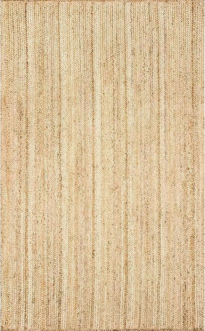 Handwoven Jute Rug for Home Décor, Boho Reversible Braided Carpet, Ethnic Rectangular Area Mat for Indoor Outdoor Living Room or Bedroom (2 Ft 6 Inch x 8 Ft)