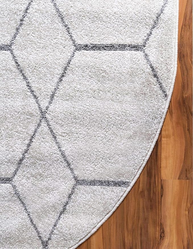 Unique Loom Trellis Frieze Collection Area Rug - Geometric (5' x 8' Oval, Ivory/ Gray)
