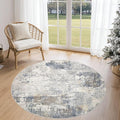 4ft Round Area Rug Living Room Rugs - 4x4 Washable Neutral Modern Abstract Soft Thin Rug Indoor Floor No Slip Rug Carpet for Bedroom Under Dining Table Home Office Decor - Blue Grey