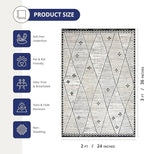 Abani Viva Cream & Grey Area Rug 2' x 3' for Living Room, Bedroom - Farmhouse Diamond Pattern - Durable & Easy to Clean