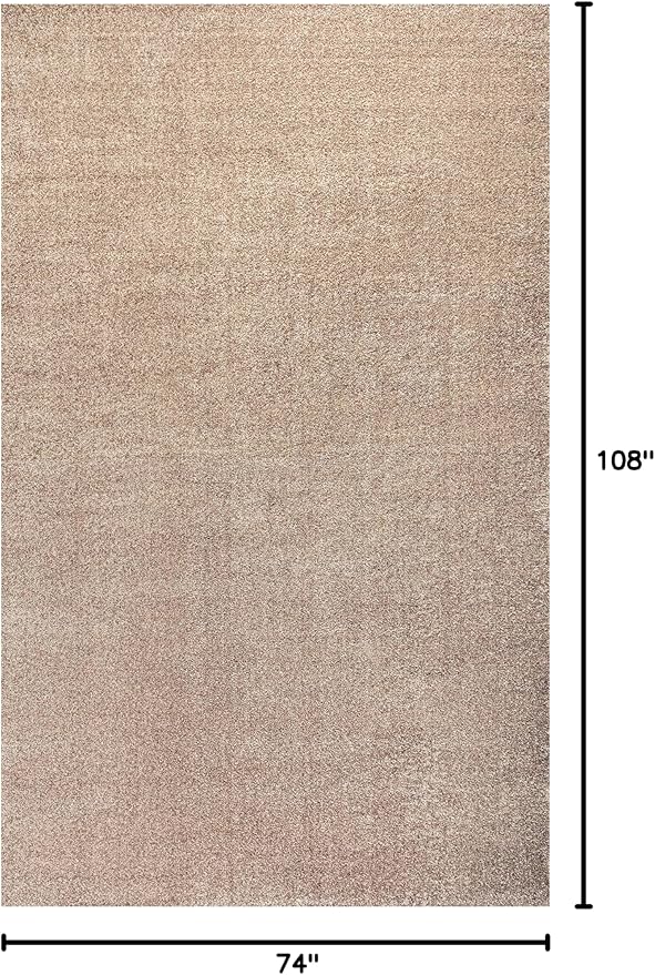 Eyely UES100G-6 Supersoft Haze Solid Low-Pile Indoor Area Rug, Coastal, Bohemian, Minimalist, Classic, Casual for Bedroom,Kitchen,Living Room,Non Shedding,Easy-Washing, Beige, 6 X 9