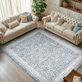 jinchan Floral 9x12 Area Rugs for Living Room - Machine Washable Vintage Distressed Boho Design Soft Throw Rug Large Carpet Low-Pile Thin Non-Slip for Bedroom Dining Room Nursery (9‘x12', Grey)