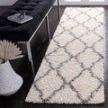 SAFAVIEH Dallas Shag Collection Runner Rug - 2'3" x 18', Ivory & Grey, Trellis Design, Non-Shedding & Easy Care, 1.5-inch Thick Ideal for High Traffic Areas in Living Room, Bedroom (SGD257F)
