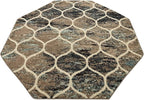 Rugs.com Lattice Frieze Collection Rug – 6 Ft Octagon Blue Multi Medium-Pile Rug Perfect for Living Rooms, Kitchens, Entryways