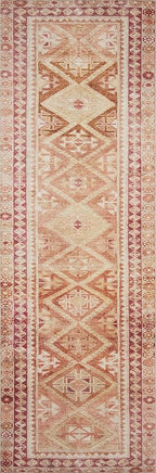 Loloi Layla Collection LAY-16 Natural/Spice 2'-6" x 9'-6" .13" Thick Runner Rug, Soft, Durable, Vintage Inspired, Distressed, Low Pile, Non-Shedding, Easy Clean, Printed, Living Room Rug