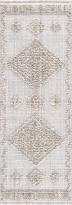 Hauteloom Ampusungan Living Room, Bedroom Area Rug - Geometric - Charcoal, Cream, Beige - 2' x 3'