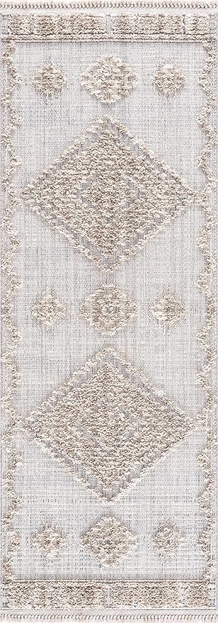 Hauteloom Ampusungan Living Room, Bedroom Area Rug - Geometric - Charcoal, Cream, Beige - 2'7" x 4'