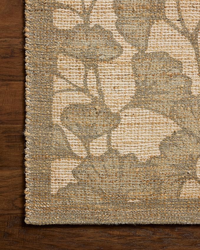 Loloi Chris Loves Julia Rue Collection RUE-02 Olive/Sage 7'-6" x 9'-6" Area Rug Jute Neutral Floral Living Room Bedroom Rug