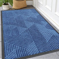 Kitinjoy Front Door Mat Outside Entrance, Sturdy Natural Dirt Trapper, Heavy Duty Rubber Doormat, Low Profile Non-Slip Backing, Easy Clean Floor Mat for Indoor Outdoor Entry, 47X32 Inch, Blue