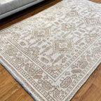 Alfa Rich 7x10 Beige Off White Washable Area Rugs for Living Room Bedroom Kitchen Dining Cotton Rug