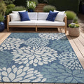 Beverly Rug Outdoor Rug 10x14 Modern Exotic Tropical Leaf Area Rugs for Indoor and Outdoor Patio Deck Porch Garden Water Resistant Washable Outside Carpet (10 x 14 Blue)