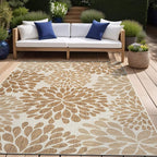 Beverly Rug Outdoor Rug 8x10 Modern Exotic Tropical Leaf Area Rugs for Indoor and Outdoor Patio Deck Porch Garden Water Resistant Washable Outside Carpet (8 x 10 Beige)