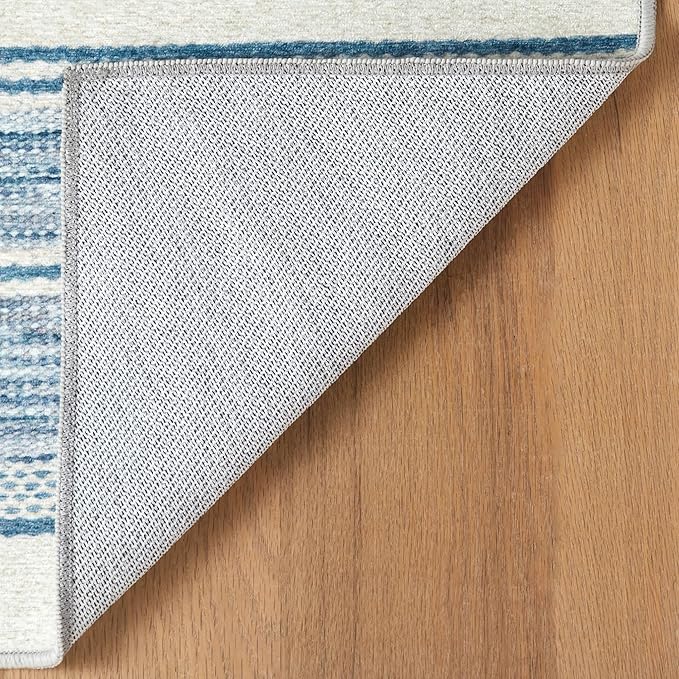 Dash & Albert Ellington Stripe Blue Machine Washable Rug, 5 X 8 Feet, Blue Stripe Pattern