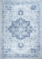 Bloom Rugs Washable Non-Slip 9' x 12' Rug - Gray/Blue Traditional Medallion Area Rug for Living Room, Bedroom, Dining Room, and Kitchen - Exact Size: 9' x 12'