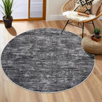 RUGSREAL 3x3 Round Area Rug Small Washable Circle Rug Non Slip Stain Resistant Entry Mat Modern Solid Color Round Living Room Carpet Low Pile Soft Bedroom Mat Neutral Rug for Bedside Nursery, Grey