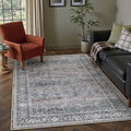 HUGEAR 3x5 Area Rug Purple Washable Vintage Neutral Distressed Carpet Soft Non Slip Low Pile Pet Friendly for Bathroom Kitchen Bedside Entryway Hallway Porch