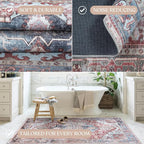 Washable Area Rug, Modern Farmhouse, Vintage, Turkish, Bohemian, Distressed, Oriental, Traditional, Rugs for Living Room, Dining, Bedroom, Office, Entryway, Foyer, (858rm, 2' x 3')