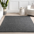 Nuloom Penelope Charcoal, 2'6" x 8', Hand-Braided, Wool & Cotton, Soft and Textured, High Traffic, Stain Resistant, Easy Clean, Durable Runner for Bedroom, Living Room, Dining, Foyer, Entryway