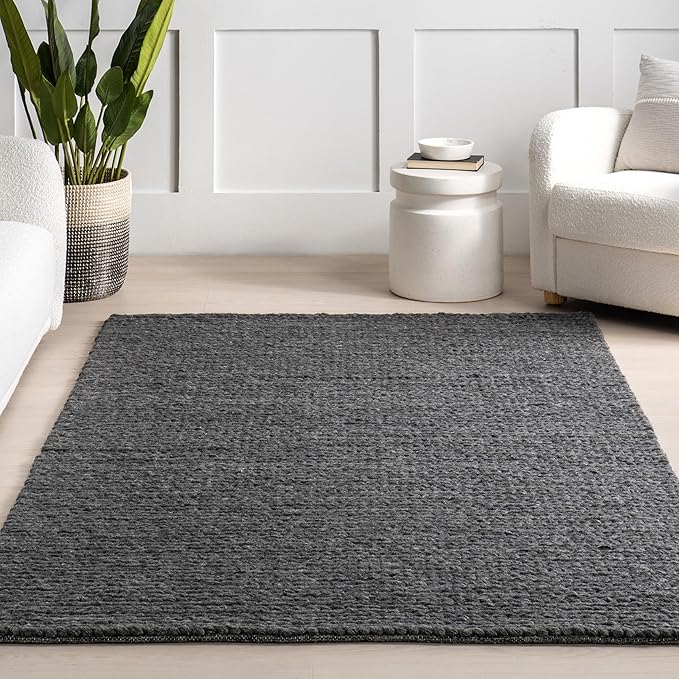 Nuloom Penelope Charcoal, 5' x 8', Hand-Braided, Wool & Cotton, Soft and Textured, High Traffic, Stain Resistant, Easy Clean, Durable Area Rug for Bedroom, Living Room, Dining, Foyer, Entryway