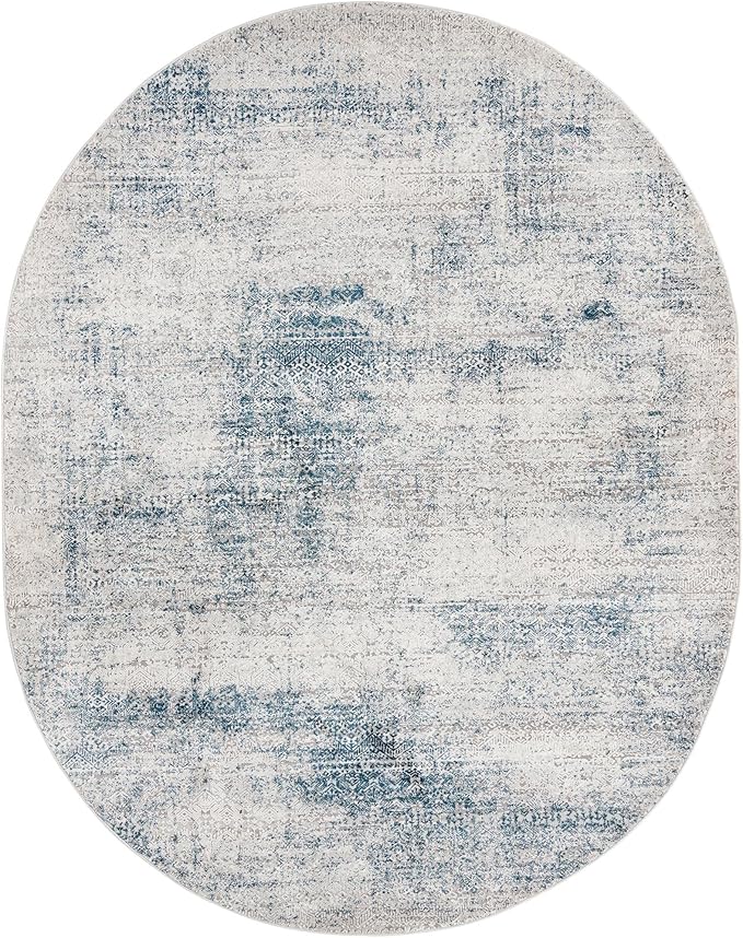 Unique Loom Finsbury Collection Area Rug - Sarah (7' 10" x 10' Oval, Blue/ Ivory)