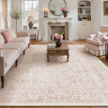 Pink Area Rug 9x12 Machine Washable Large Vintage Living Room Distressed Non Slip Carpet Traditional Indoor Bedroom Retro Floral Accent Throw Rug for Office Kitchen Dining Room
