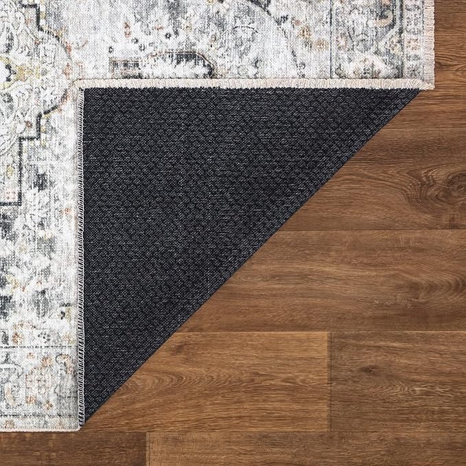 Bloom Rugs Caria Washable Non-Slip 9x12 Rug - Ivory/Gray/Caramel Traditional Area Rug for Living Room, Bedroom, Dining Room, and Kitchen - Exact Size: 9' x 12'