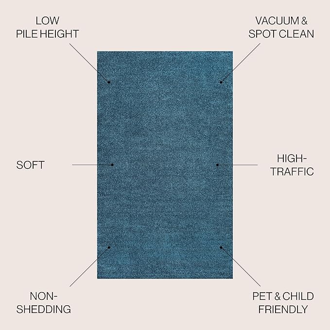 JONATHAN Y Haze Solid Low-Pile Turquoise Indoor Area Rug 8x10, Coastal,Bohemian,Minimalist,Classic, Easy-Cleaning for Living Room,Bedroom,Kitchen,Pet Friendly,Non-Shedding (SEU100H-8)