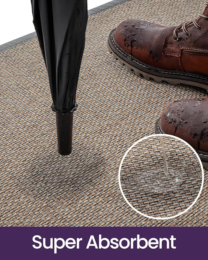 DEXI Ultra Thin Entryway Indoor Door Mat 36x56, Non Slip Rubber Backing Inside Entry Mat, Low Profile Easy Clean Dirt Trapper Doormat for Inside Entrance Patio, Grey