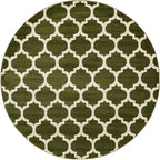 Rugs.com Lattice Collection Rug – 8 Ft Round Dark Green Medium Rug Perfect for Kitchens, Dining Rooms