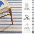 Dash and Albert Nimes Ticking Machine Washable Area Rug - 5' x 8' Neutral Stripe Washable Accent Rug - Durable, High Traffic Areas Kitchen, Mudroom, Hallways