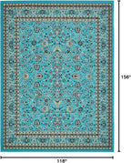 Rugs.com Yasmin Collection Rug – 10' x 13' Turquoise Medium Rug Perfect for Living Rooms, Large Dining Rooms, Open Floorplans