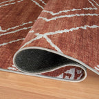 ReaLife Rugs Machine Washable Area Rug - Living Room Bedroom Bathroom Kitchen Entryway Office - Padded Low Pile Stain Resistant Premium - Moroccan Diamond Tribal - Jax - Orange 4' x 6'
