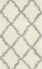 SAFAVIEH Dallas Shag Collection Accent Rug - 3' x 5', Ivory & Grey, Trellis Design, Non-Shedding & Easy Care, 1.5-inch Thick Ideal for High Traffic Areas in Entryway, Living Room, Bedroom (SGD257F)