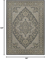 FH Home Flat Woven Outdoor Rug - Waterproof, Easy to Clean, Stain Resistant - Premium Polypropylene Yarn - Vintage - Large Patio, Deck, Sunroom - Ankara - Charcoal - 7ft 10 in x 10ft 9in