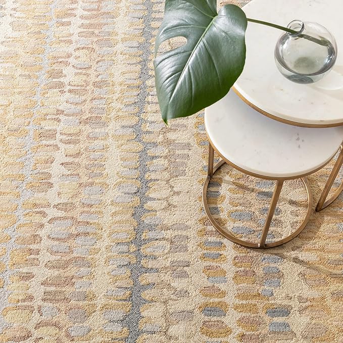 Dash and Albert Paint Chip Wool Area Rug - 3' x 5' Neutral Graphic Hand Micro Hooked Accent Rug - Durable, High Traffic Areas Hallway, Living Room, Stairs