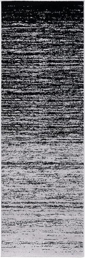 SAFAVIEH Adirondack Collection Runner Rug - 2'6" x 12', Silver & Black, Modern Ombre Design, Non Shedding & Easy to Clean, Ideal for Hallway, Foyer, Kitchen, Entryway, Bedroom (ADR113A)