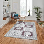 Fame Living Faded Oushak Rug, Turkish Vintage Floral Pastel Large Oversized Area Rugs for Living Room Dining Bedroom Kitchen Bathroom Nursery (848CrRd, 9' x 12')