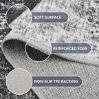 8x10 Area Rugs Machine Washable - Modern Abstract Large Rugs for Living Room Soft Anti-Skid Thin Carpet for Bedroom, Under Dining Table, Nursery, Farmhouse,Home Office (8'x10' Dark Grey)