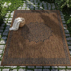 CAMILSON Outdoor Rug 6x9 Medallion Gold Modern Area Rugs for Indoor and Outdoor Patios Kitchen and Hallway Mats Washable Porch Deck Outside Carpet (Medallion Gold 6 x 9)