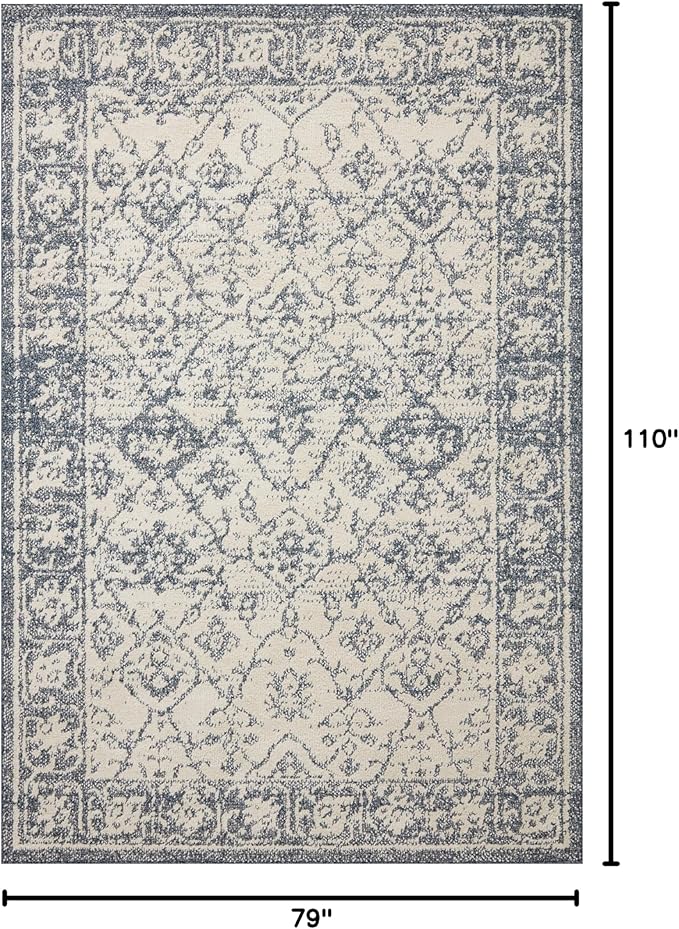 Loloi Magnolia Home by Joanna Gaines Gigi Collection GIG-02 Ivory/Blue 6'-7" x 9'-2" Area Rug