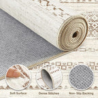 Nakagishi Runner Rug Kitchen Washable Rugs: 3x8 Non-Slip Boho Soft Modern Stain Resistant Indoor Floor Neutral Farmhouse Throw Carpet for Hallway Bathroom Laundry Room Entryway Bedroom- Brown