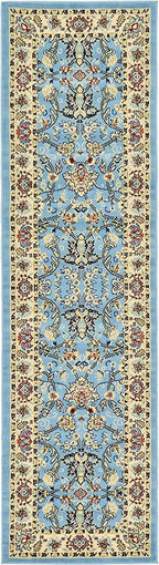 Unique Loom Sialk Hill Collection Area Rug - Washington (2' 7" x 10' Runner Light Blue/Navy Blue)